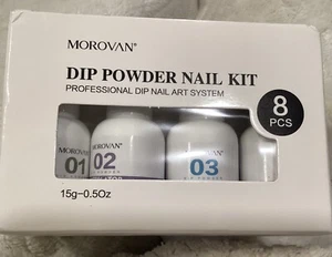 Dip Powder Liquid Set with Activator Base Top Coat and Dipping Powder 8 Colors - Picture 1 of 9
