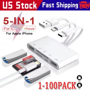 5 in 1 Memory Card Reader USB 3.0 OTG Adapter SD Card Reader For iPhone/iPad LOT - Picture 1 of 16