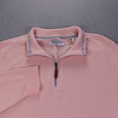 Tommy Bahama Sweater Mens Large Pink Quarter Zip Pullover IslandZone Coolside - Image 1 of 4