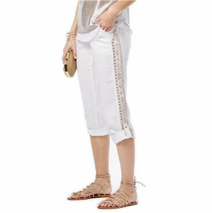 INC INTERNATIONAL CONCEPTS Size 6 Linen Embroidered Cargo Pants WHITE - Picture 1 of 2