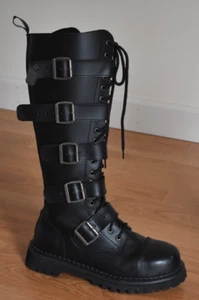 Demonia Schnalle Riot/20 Größe 10 Tall Damen Stahlkappe schwarz neu ohne Karton - Bild 1 von 13