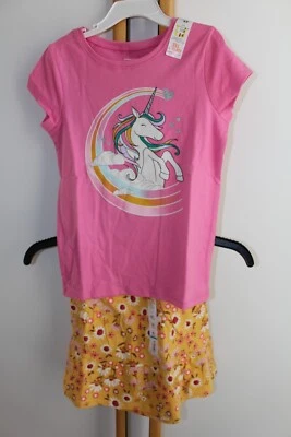 2 PC SET Girls Size 6X Jumping Beans Tops Skirt/Short NWT Lot NEW Unicorn - Imagem 1 de 3