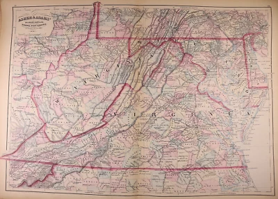 Mapa de Virginia con fecha de 1872 - Virginia Occidental por Asher & Adams (17x25)-#07 Foto 1 de 2