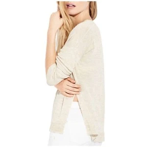 Suéter AYR Rivoli Lino Tejido Cuello en V Talla XL Beige Tostado Abertura Lateral Talla Grande - Imagen 1 de 10