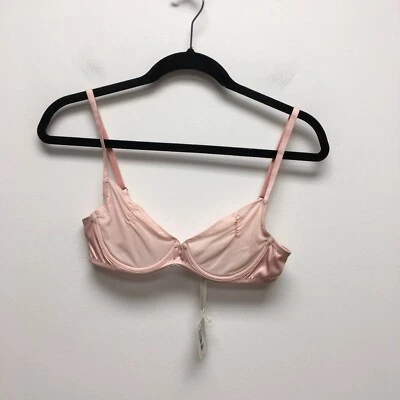 Free People Womens Silver Pink Heart Throb Underwire Lingerie Balconette Bra S - Image 1 of 4