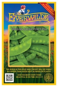 100 Oregon Sugar Pod II Pea Seeds - Everwilde Farms Mylar Seed Packet - Picture 1 of 3
