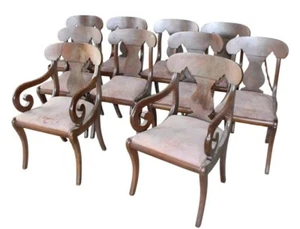 Set of 10 Kittinger Old Dominion Burl Mahogany Regency Style Dining - Picture 1 of 6