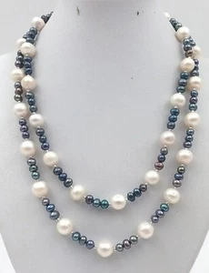 Elegance Redefined: Freshwater Peacock White Pearl Long Necklace - 35.43-Inch - Picture 1 of 3