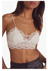Bralette de algodón Free People Intimately FP Mariana blanco talla S 0125 - Imagen 1 de 2