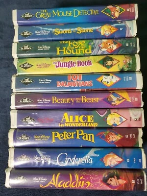 Lot of 10 Black Diamond VHS Alice Wonderland Aladdin Beauty and Beast Cinderella - Image 1 of 4