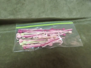 Vintage Pink Plastic Hair Curler / Roller Pins about 40 in bag - Picture 1 of 2
