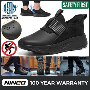 NINGO Men Non Slip Work Shoes Water Resistant Arch Support Food Service Sneakers - Picture 1 of 33