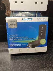 Linksys AC1200 Dual Band WiFi 5 USB Adapter Max-Stream Mu-Mimo Brand New Sealed - Picture 1 of 6