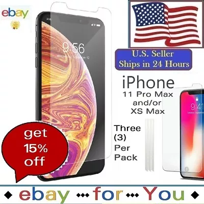 3x Protector de Pantalla de Plástico - iPhone 11 Pro Max y XS Max Cobertura Completa Pantalla LCD Transparente Foto 1 de 4