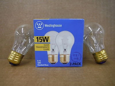 Pack of 2 Westinghouse 15W Clear Bulb A15 120V 03995 - Image 1 of 3