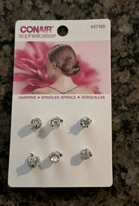 Conair Sophisticates Rhinestone Hairpins Spiral Back 6 Count Bride Formal Updo - Picture 1 of 2