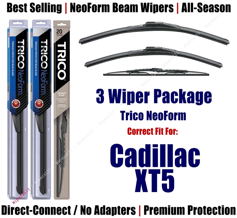 3-Pack Wipers NeoForm Front+Rear fits 2017+ Cadillac XT5 -16240/200/30-110 - Imagem 1 de 1