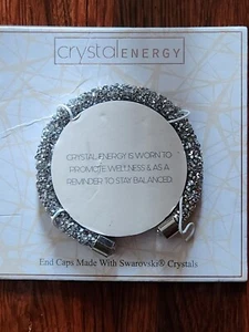 Crystal Energy Cuff Bracelet Silvertone Metaphysical Jewelry - Picture 1 of 7