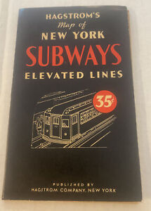 Hagstrom’s Map Of New York Subways Elevated Lines 35 Cents 1950s Ex Condition