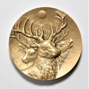 China Shenyang Mint 2017 Animal Series Deer Totem Brass Medal 60mm COA - Picture 1 of 4