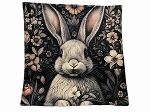 William Morris Abstract Floral Bunny Design Linen Throw Pillow Cover Home Decor - Picture 1 of 5