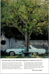 PRINT AD 1964 Buick LeSabre Under Tree w Concrete Bench 6.5 x 10 - Picture 1 of 3
