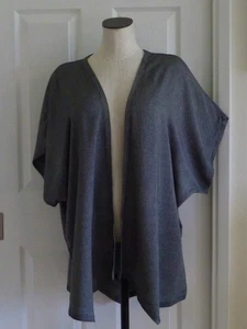 Tienda Ho Boho Lagenlook Navy-Gray Moroccan Cotton Open Duster Topper OS 54"B - Picture 1 of 11