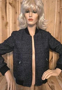 Chaqueta negra Ann Taylor Loft para mujer talla S cremallera mezcla de algodón bolsillos - Imagen 1 de 5