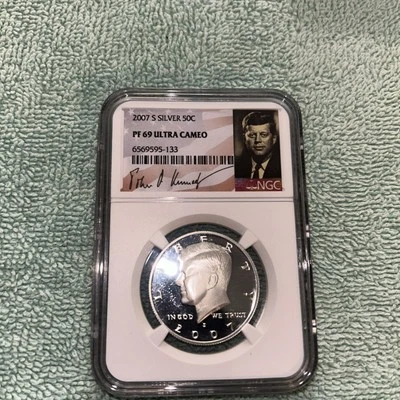 2007-S SILVER  KENNEDY HALF DOLLAR NGC PF69 U.C. (PORTRAIT & SIGNATURE LABEL) - Image 1 of 2