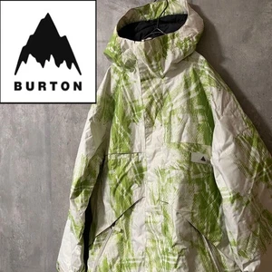 BURTON Snowboard and Ski Jacket White with Yellow-Green Stripes - Picture 1 of 20