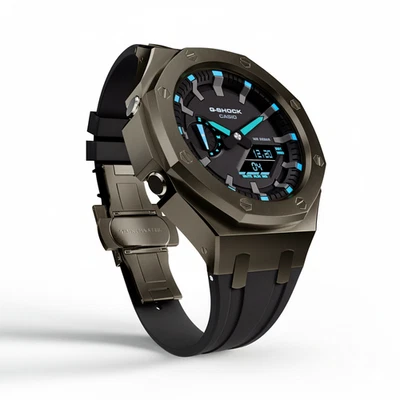 Casioak Mod Watch Casio G-Shock GA-2100 Gunmetal Grey W. Black Strap GA2100-1A2 - Image 1 of 4