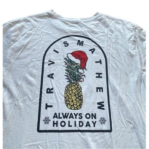 Travis Mathew T-Shirt Mens XXL White Always On Holiday HUGE Logo Christmas MINT - Picture 1 of 8