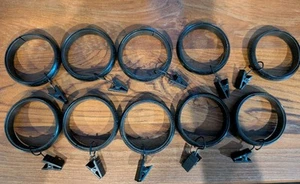 POTTERY BARN Set/10 Quiet-Glide Clip Gardinenringe-1,25-Gusseisen schwarz-OPEN BOX - Bild 1 von 2
