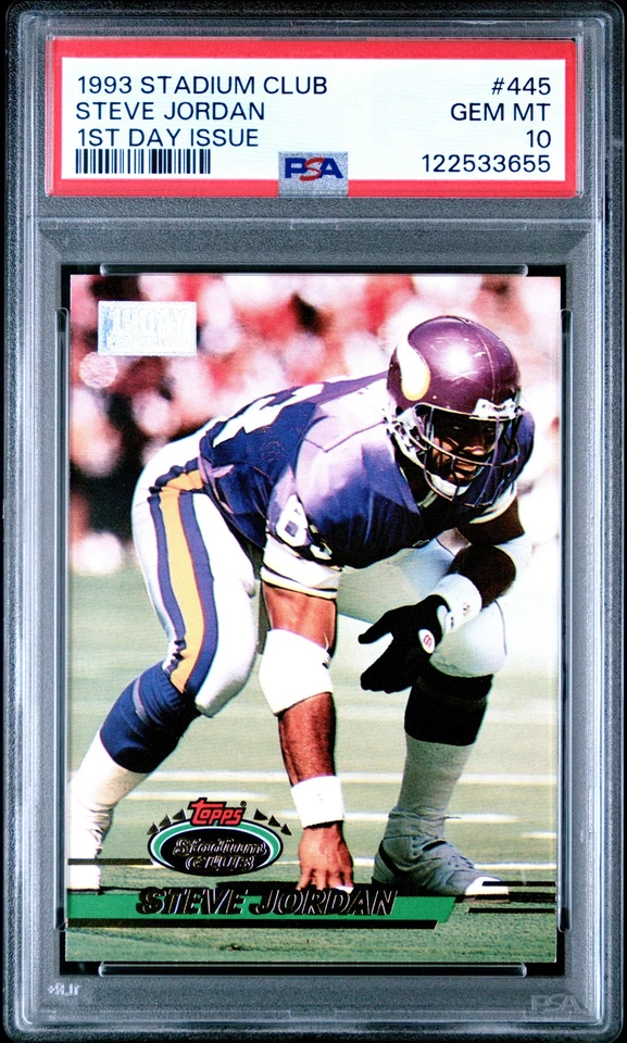 1993 STADIUM CLUB 1ST DAY ISSUE #445 STEVE JORDAN PSA 10 - Image 1 of 2