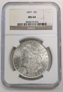 1897 Morgan Silver Dollar $1 NGC MS 64 Blast White - Picture 1 of 2