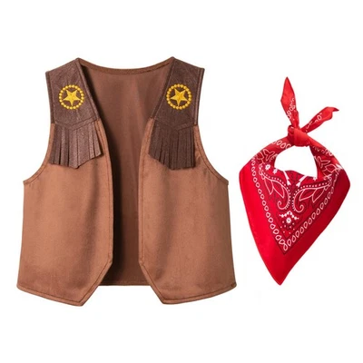 Conjunto de chaleco y pañuelo de disfraz de vaquero occidental para niños de 2 a 3 años Foto 1 de 4