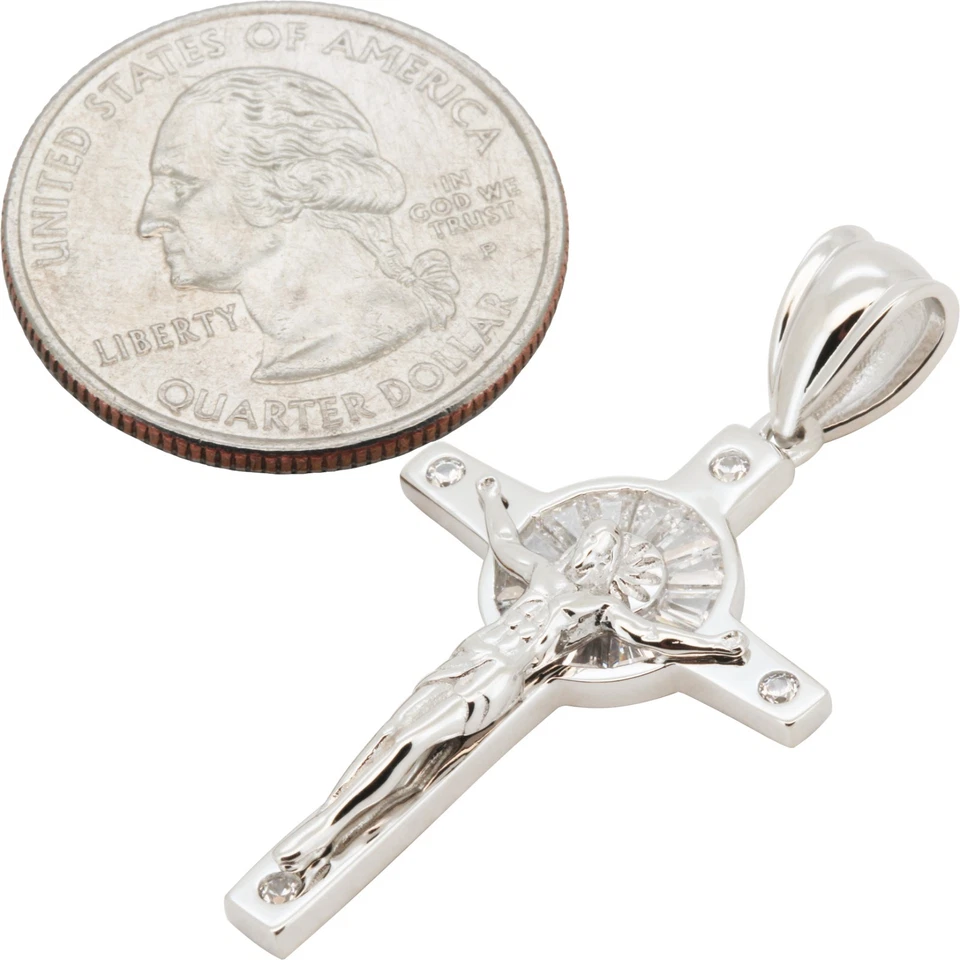 Colgante Cruz Crucifijo Circonita Cúbica AAA Vermeil Oro 14k Plata de Ley 925 Foto 1 de 1