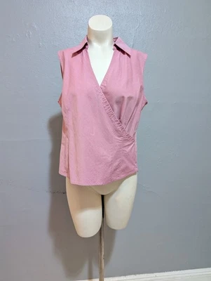 Винтажная блузка Academia L розовая эластичная офисная основная искусственная обертка карьерная облегающая - Изображение 1 из 4