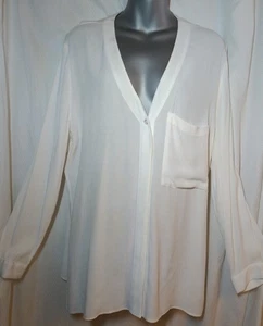 Blusa Top Shop Blanca Cuello en V Botones Bolsillo Imitación Envolvente Mangas Largas Mujer Talla 8 - Imagen 1 de 10