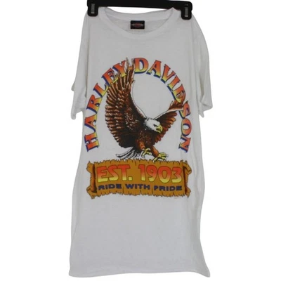 Camiseta Harley-Davidson Big Spell Out clásica con logotipo de águila delgada de papel para mujer S Foto 1 de 4