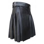 Red Navy Blue And Black Men's Gladiator Kilts Pu Leather Pleated Skirt