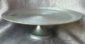 PORTA TORTA PIEDISTALLO VETRO ARGENTO (COLORE METALLIZZATO) ~ DIAMETRO 12,5" x 4" ALTO ~ - Foto 1 di 7