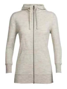 Icebreaker Merino Women's RealFLEECE Dia Long Sleeve Zip Hood Small Fleece Beige - Picture 1 of 13