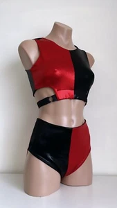Schminke 🃏Harlequin circus pole dance wear Pleasure top two tones split colours - Picture 1 of 16