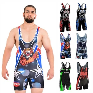 ROAR Men’s Wrestling Singlet Sports Gym Powerlifting Bodybuilding Vest Top - Picture 1 of 41