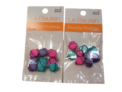 Pink Blue Purple Cupcake Buttons x 18 Pieces Shank-Back Le Bouton 2 Cards B39 - Image 1 of 4