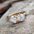 Pear & Round Two Stone Solitaire Ring Engagement Ring Wedding Ring 925 Silver