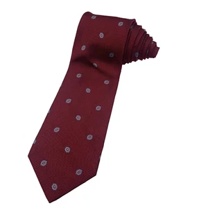BROOKS BROTHERS Men's Jacquard Fabric Red Geometric Pure Silk Neck Tie - Picture 1 of 7