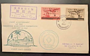 1943 Philippines Japanese Occupation FDC Nice Cachet, Passed by Military Censor - Picture 1 of 3