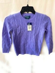 Children Polo Ralph Lauren Cable Knit Cashmere Sweater Atlantis Purple Heather